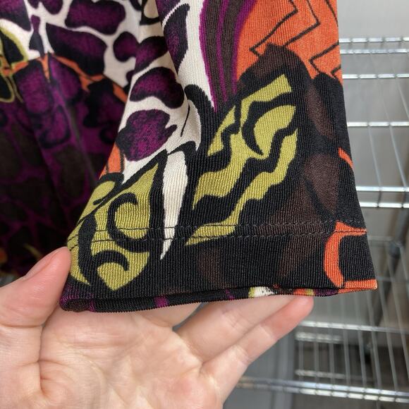 Chico’s‎ Travelers Black Modern Print Top Size 2 Large Slinky Knit Statement - Picture 8 of 10